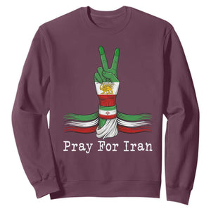 Free Iran Support Sweatshirt Pray For Iran TS14 Maroon Print Your Wear