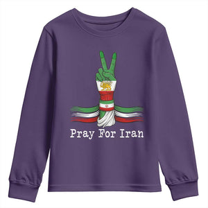 Free Iran Support Youth Sweatshirt Pray For Iran TS14 Purple Print Your Wear