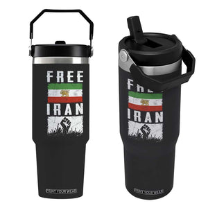 Free Iran Flip Straw Tumbler Support Iranian Freedom TS14 One Size: 30 oz Black Print Your Wear