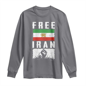 Free Iran Long Sleeve Shirt Support Iranian Freedom TS14 Charcoal Print Your Wear