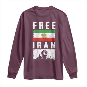 Free Iran Long Sleeve Shirt Support Iranian Freedom TS14 Maroon Print Your Wear