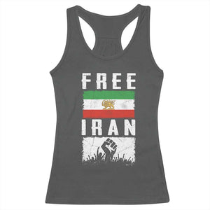Free Iran Racerback Tank Top Support Iranian Freedom TS14 Dark Heather Print Your Wear