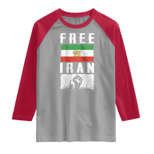 Free Iran Raglan Shirt Support Iranian Freedom TS14 Sport Gray Red Print Your Wear