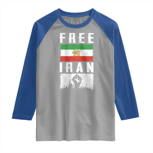Free Iran Raglan Shirt Support Iranian Freedom TS14 Sport Gray Royal Print Your Wear