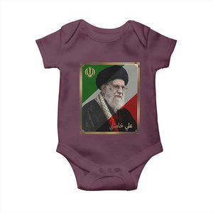 Ali Khamenei Memorial Tribute Portrait Baby Onesie TS14 Maroon Print Your Wear