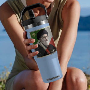 Ali Khamenei Memorial Tribute Portrait Flip Straw Tumbler TS14 One Size: 30 oz Light Blue Print Your Wear
