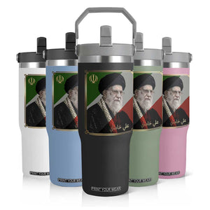 Ali Khamenei Memorial Tribute Portrait Flip Straw Tumbler TS14 Print Your Wear