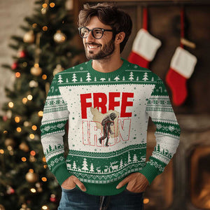 Free Iran Ugly Christmas Sweater Iranian Freedom Memorial Hamid Mahdavi Tribute TS14 Beige Green Print Your Wear