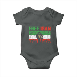 Free Iran Flag Baby Onesie Support Iranian Freedom No War TS14 Dark Heather Print Your Wear