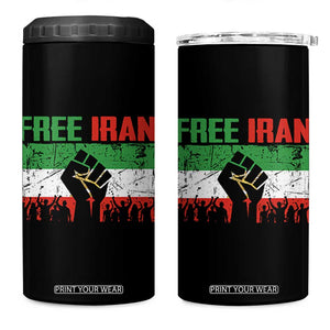 Free Iran Flag 4 in 1 Can Cooler Tumbler Support Iranian Freedom No War TS14 One Size: 16 oz Black Print Your Wear