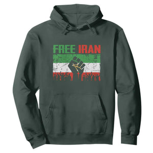Free Iran Flag Hoodie Support Iranian Freedom No War TS14 Dark Forest Green Print Your Wear
