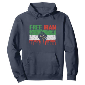 Free Iran Flag Hoodie Support Iranian Freedom No War TS14 Navy Print Your Wear