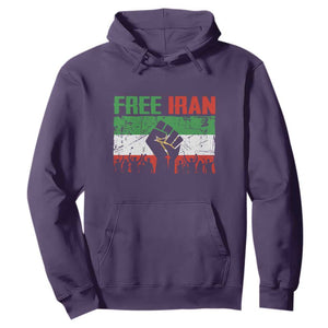 Free Iran Flag Hoodie Support Iranian Freedom No War TS14 Purple Print Your Wear