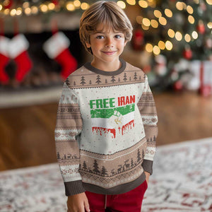 Free Iran Flag Ugly Christmas Sweater Support Iranian Freedom No War TS14 Mocha Mousse Print Your Wear