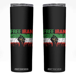 Free Iran Flag Skinny Tumbler Support Iranian Freedom No War TS14 Black Print Your Wear