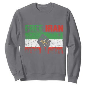 Free Iran Flag Sweatshirt Support Iranian Freedom No War TS14 Charcoal Print Your Wear