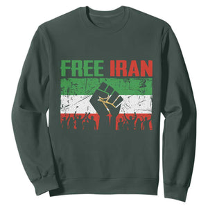 Free Iran Flag Sweatshirt Support Iranian Freedom No War TS14 Dark Forest Green Print Your Wear