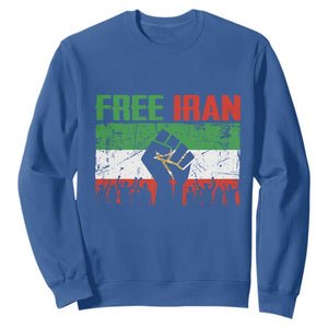 Free Iran Flag Sweatshirt Support Iranian Freedom No War TS14 Royal Blue Print Your Wear
