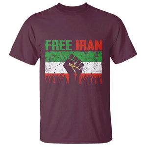 Free Iran Flag T Shirt Support Iranian Freedom No War TS14 Maroon Print Your Wear