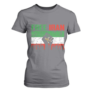 Free Iran Flag T Shirt For Women Support Iranian Freedom No War TS14 Charcoal Print Your Wear