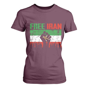 Free Iran Flag T Shirt For Women Support Iranian Freedom No War TS14 Maroon Print Your Wear