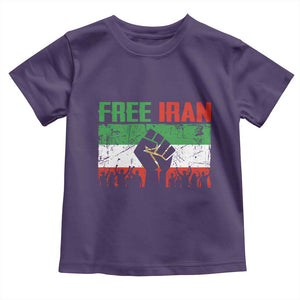 Free Iran Flag Toddler T Shirt Support Iranian Freedom No War TS14 Purple Print Your Wear