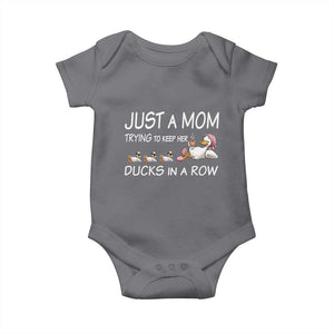 Funny Duck Mom Baby Onesie Just A Mom Trying To Keep Her Ducks In A Row TS14 Charcoal Print Your Wear