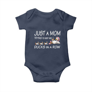 Funny Duck Mom Baby Onesie Just A Mom Trying To Keep Her Ducks In A Row TS14 Navy Print Your Wear