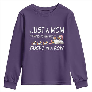 Funny Duck Mom Youth Sweatshirt Just A Mom Trying To Keep Her Ducks In A Row TS14 Purple Print Your Wear