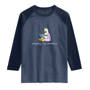 Everyday I'm Motherin Raglan Shirt Funny Goose Mom Mother Day Gifts TS14 Heather Denim Navy Print Your Wear
