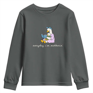 Everyday I'm Motherin Youth Sweatshirt Funny Goose Mom Mother Day Gifts TS14 Dark Heather Print Your Wear