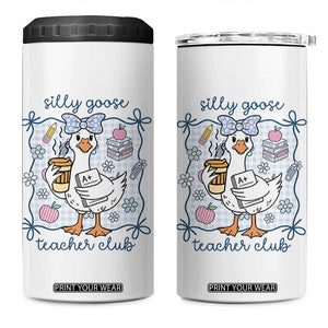 Silly Goose Teacher Club 4 in 1 Can Cooler Tumbler Funny Back to School First Day TS14 One Size: 16 oz White Print Your Wear