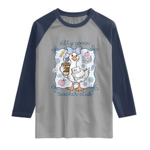 Silly Goose Teacher Club Raglan Shirt Funny Back to School First Day TS14 Sport Gray Navy Print Your Wear