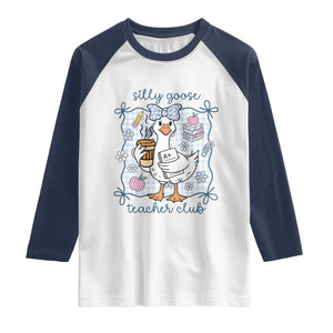 Silly Goose Teacher Club Raglan Shirt Funny Back to School First Day TS14 White Navy Print Your Wear