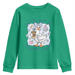 Silly Goose Teacher Club Youth Sweatshirt Funny Back to School First Day TS14 Irish Green Print Your Wear