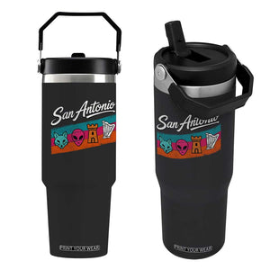 Funny Fox Alien Castle Harper Meme Flip Straw Tumbler San Antonio Texas Pride Sports Fan