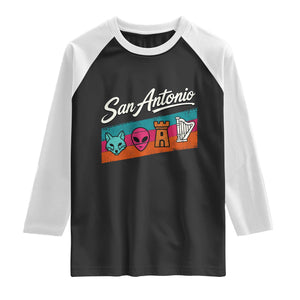 Funny Fox Alien Castle Harper Meme Raglan Shirt San Antonio Texas Pride Sports Fan