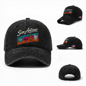 Funny Fox Alien Castle Harper Meme Washed Cotton Baseball Cap San Antonio Texas Pride Sports Fan