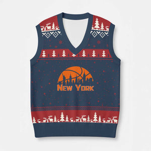 New York Skyline NY State Pride V-Neck Knit Sweater Vest Game Day Sports Fan