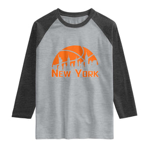 New York Skyline NY State Pride Raglan Shirt Game Day Sports Fan