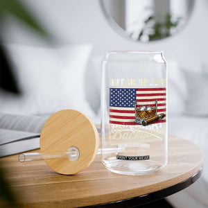 I'll Be in the Backyard Glass Can USA Flag Cigar and Bourbon