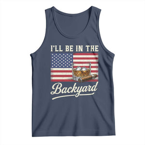 I'll Be in the Backyard Tank Top USA Flag Cigar and Bourbon