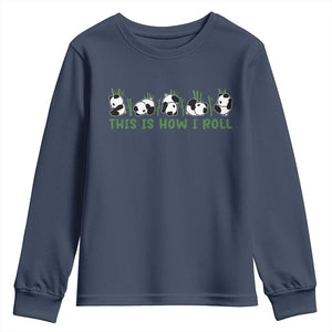 This Is How I Roll Youth Sweatshirt Cute Bear Panda Lover TS14 Navy Print Your Wear