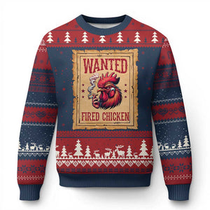 Funny Weed Lover Cannabis 420 Ugly Christmas Sweater Fried Chicken TS14 Navy Red Print Your Wear
