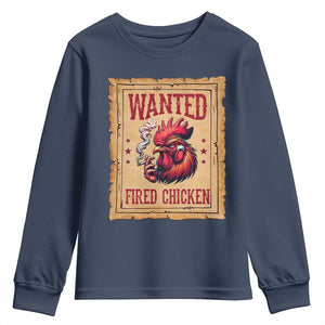 Funny Weed Lover Cannabis 420 Youth Sweatshirt Fried Chicken TS14 Navy Print Your Wear