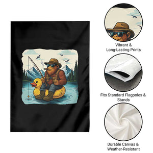 Funny Bigfoot Fishing Garden Flag Sasquatch Sitting Rubber Duckie Cruise TS14 Print Your Wear