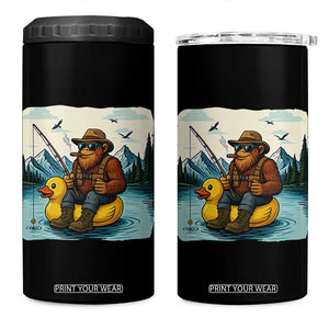 Funny Bigfoot Fishing 4 in 1 Can Cooler Tumbler Sasquatch Sitting Rubber Duckie Cruise TS14 One Size: 16 oz Black Print Your Wear