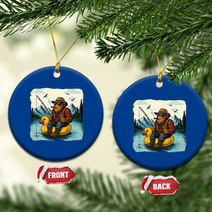 Funny Bigfoot Fishing Ceramic Ornament Sasquatch Sitting Rubber Duckie Cruise TS14 1pc Blue Print Your Wear