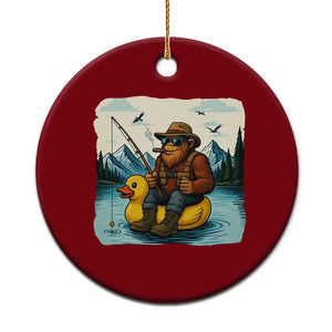 Funny Bigfoot Fishing Ceramic Ornament Sasquatch Sitting Rubber Duckie Cruise TS14 1pc Red Print Your Wear