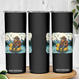 Funny Bigfoot Fishing Skinny Tumbler Sasquatch Sitting Rubber Duckie Cruise TS14 Print Your Wear